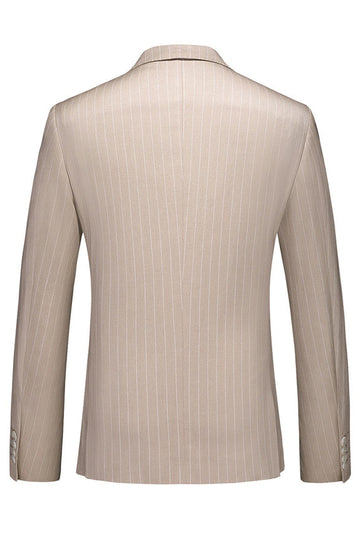 Rayures kaki 3 pièces revers crantés Costumes formels pour hommes